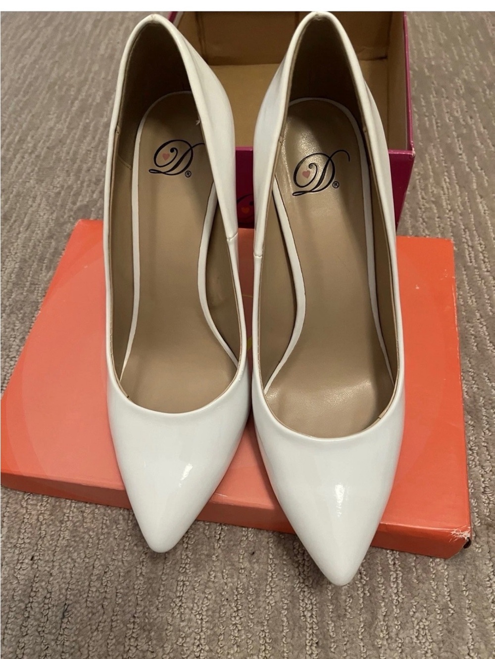 Delicious White Patent Pointed Toe Pumps - Women's Dress Heels